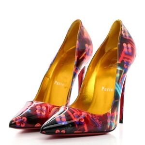 Christian Louboutin Red and Blue Designer Heels